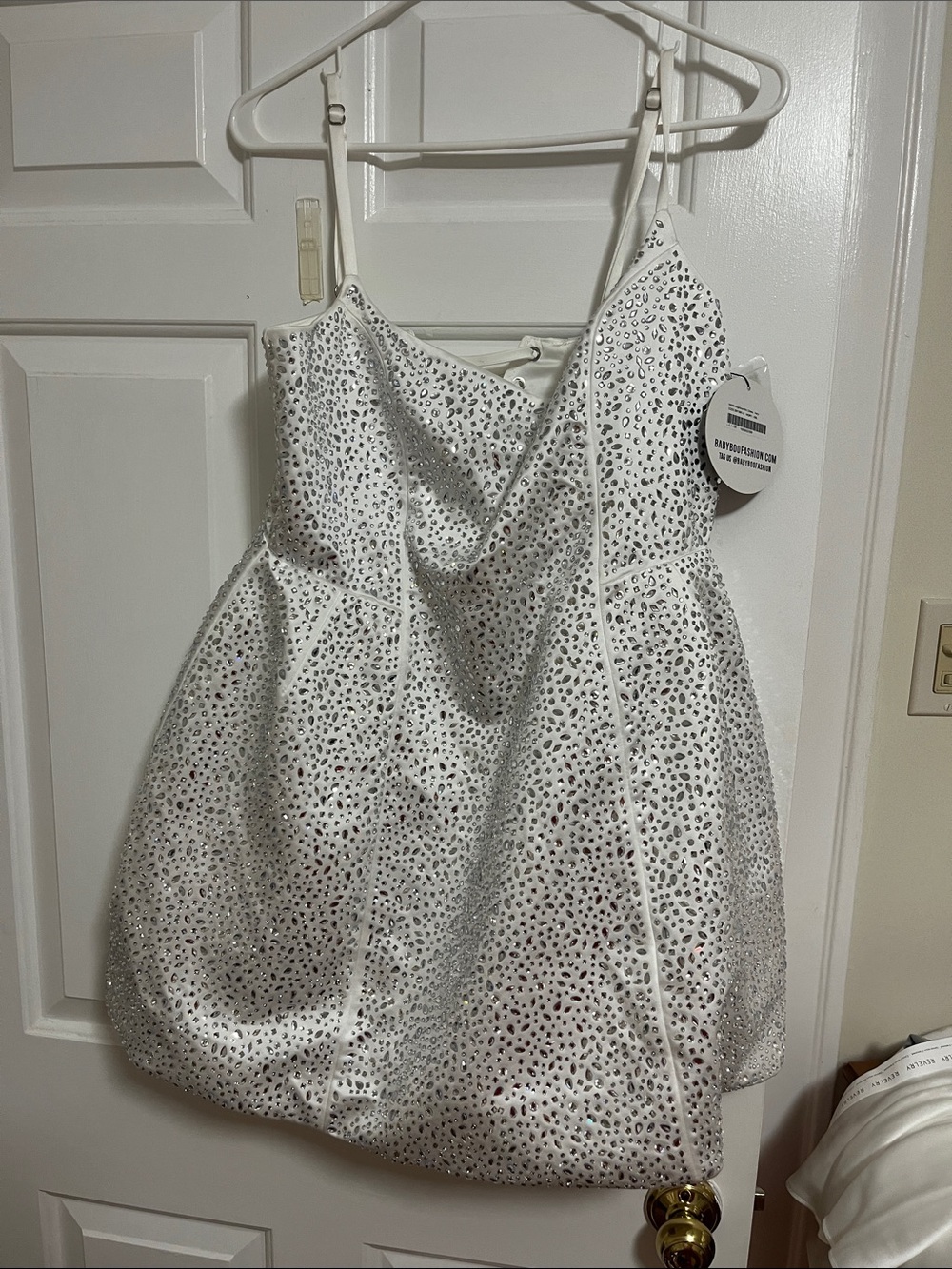 Sparkle White Sequin Party Dress babyboo fashion